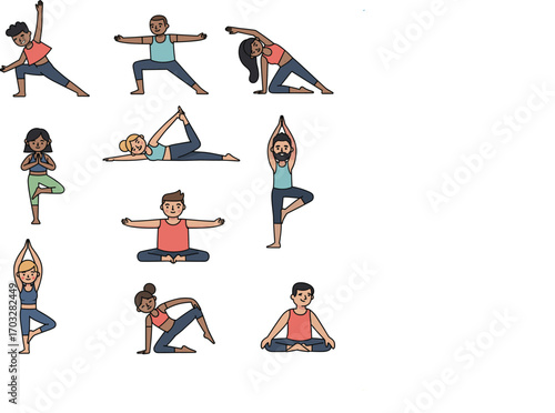 PlayfuYYoga Poses AI Concept – Vector Illustration.