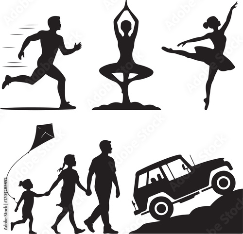 Dynamic Silhouettes of People and Vehicles in Action Keywords: silhouette, running man, yoga pose