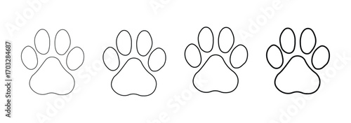 Animal Paw Print Trail Silhouette in Diagonal Walking Pattern vector silhouette