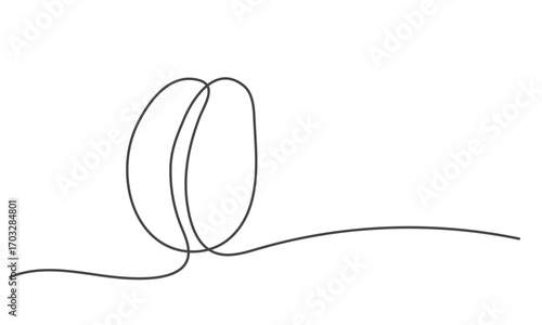 Hand drawn coffee bean one countour line. Vector illustration