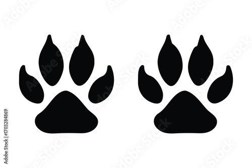 Animal Paw Print Trail Silhouette in Diagonal Walking Pattern vector silhouette
