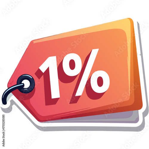 One percent discount tag sale promotion offer price off shopping retail business marketing symbol icon label sticker icon on transparent background 