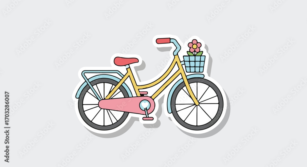 Fototapeta premium Charming Pastel Bicycle Illustration A Whimsical Ride