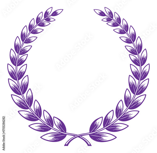 Elegant purple laurel wreath illustration on white background suitable for awards and achievements