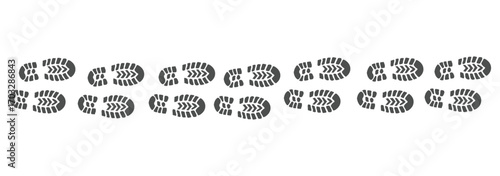 Footprint and shoe print icons set – vector illustration on white background. Vector Footprint Icons Collection Human, Shoe, Boot, and Sole Print Silhouettes Set