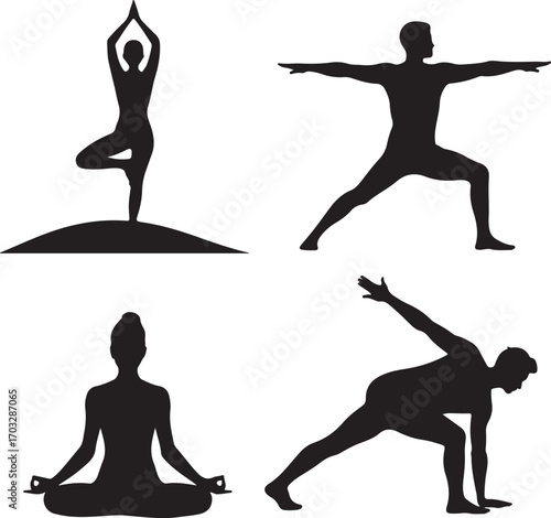 silhouette of yoga woman