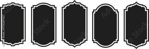 Vintage Frame and Label Shape icon set. Decorative badge shapes for product packaging, branding and logo design. Vector templates set with blank, empty space. Badges shape collections.