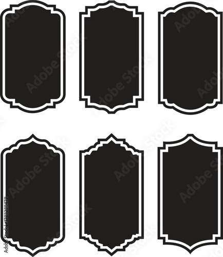 Vintage Frame and Label Shape icon set. Decorative badge shapes for product packaging, branding and logo design. Vector templates set with blank, empty space. Badges shape collections.