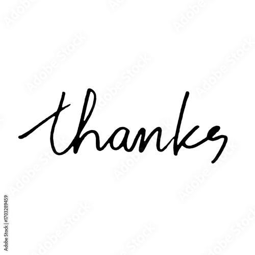 Thanks word blakline hand drawn on white background