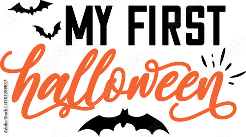 My first halloween design with bats and stars, halloween design, halloween vector file