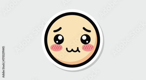Cute Anime-Style Emoji Sticker Worried, Shy, and Adorable Expression
