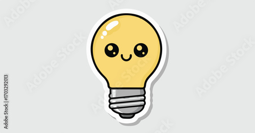 Whimsical Light Bulb Illustration A Creative Spark on a Sticker