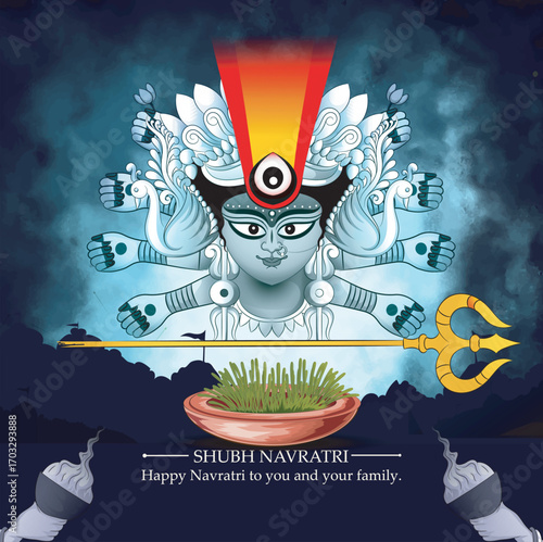 creative vector illustration of Navratri,Durga puja festival