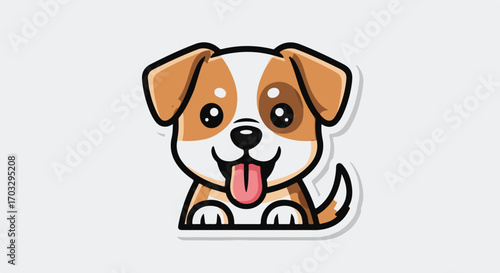 Adorable cartoon puppy with a happy smiling face. A cute dog vector illustration icon perfect for a sticker, logo, or friendly animal mascot design