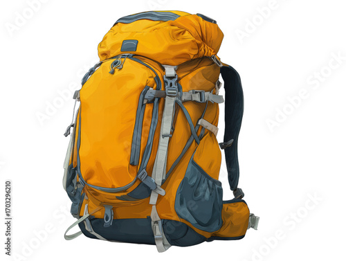 Orange backpack hiking travel outdoor adventure durable isolated equipment