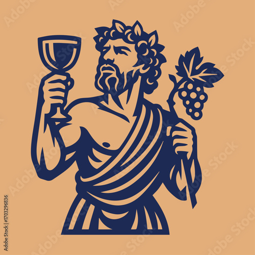 Roman God of Wine with Goblet and Vine Branch