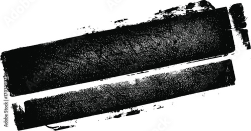 Black ink stamp impression of two parallel lines grunge