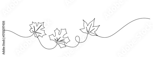 one line drawing of autumn leaf hand drawn decorative minimalism