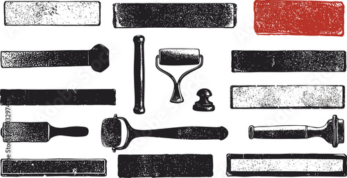 Collection of vintage barber tools and grooming implements razor