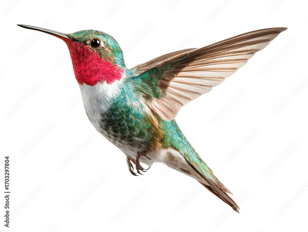 Fototapeta premium Hummingbird, bird, animal, flying, colorful Graceful hummingbird with vibrant green, red