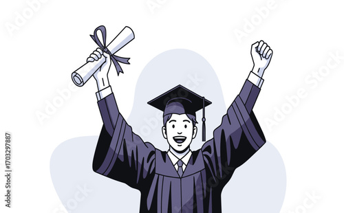 Happy Graduate Celebrating Achievement with Diploma in Hand