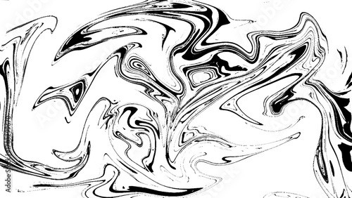 Ink texture. Mix of a white and black paint, closeup. Abstract marbling texture. Black ink splash with swirls on white, abstract background