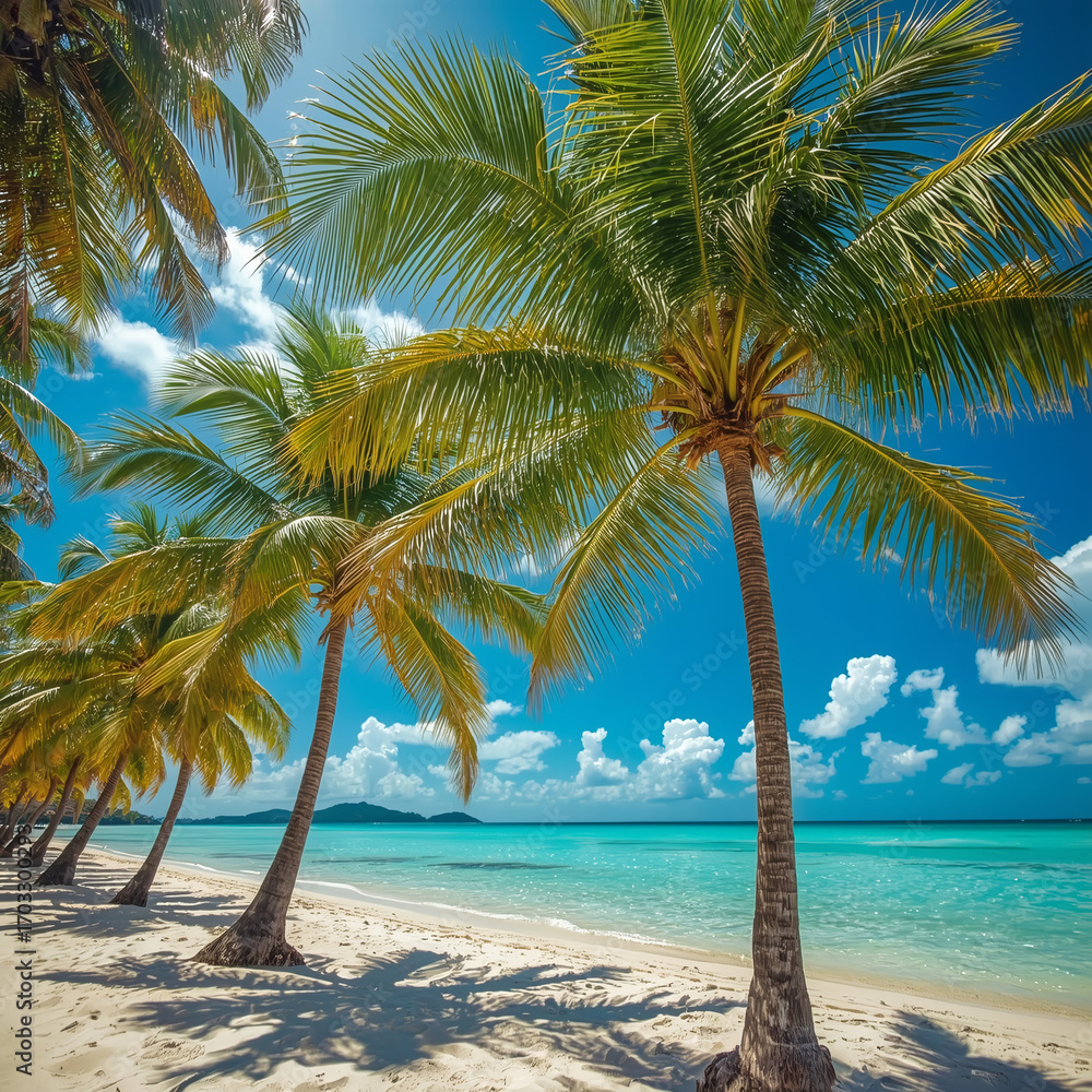 Fototapeta premium Coconut Palm Trees on Tropical Beach