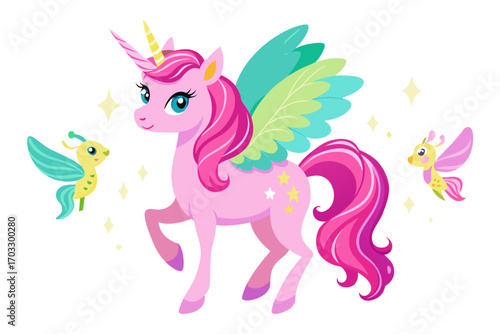 illustration of a cartoon unicorn