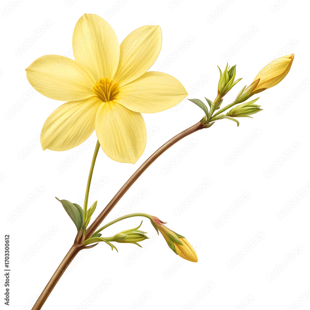 Fototapeta premium winter jasmine flower isolated on white background