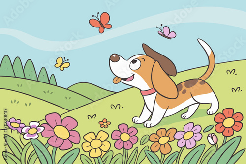 dog and flowers