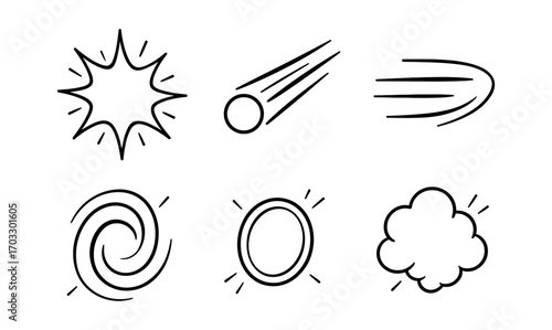 Dynamic comic style icons in black and white for pop art effects