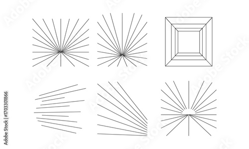 Geometric line patterns set with radiating and converging designs