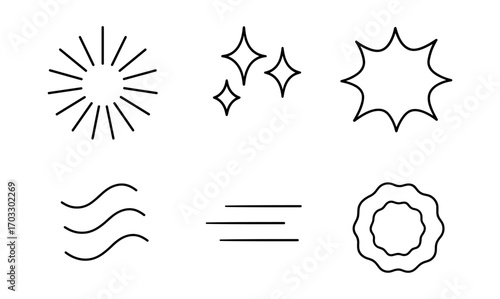 Minimalist outline design elements for creative projects