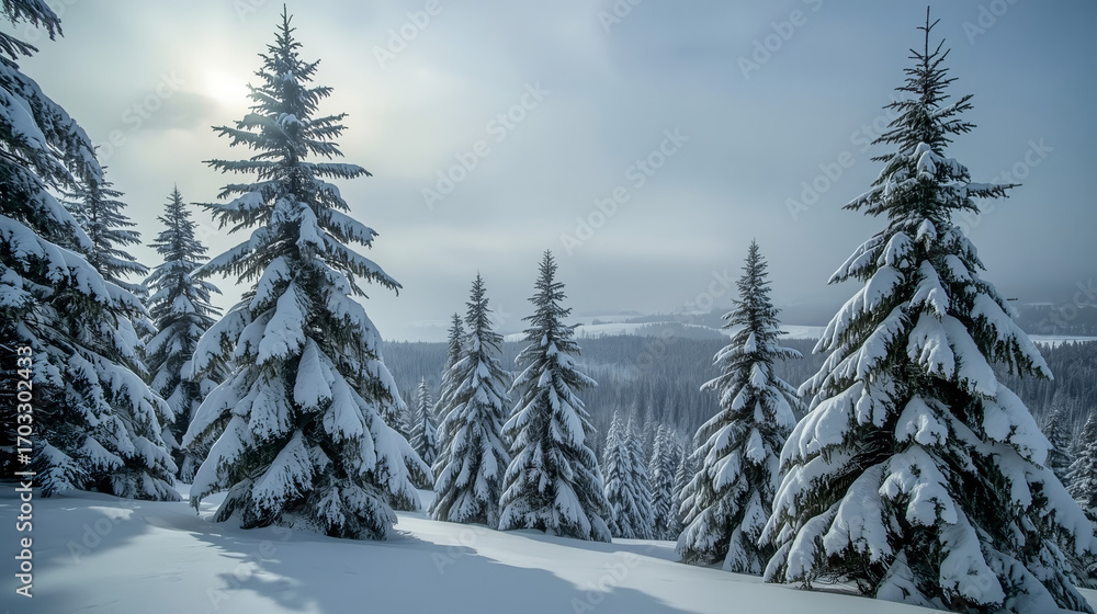 Naklejka premium snow covered trees