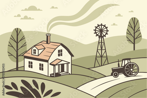 rural landscape with house