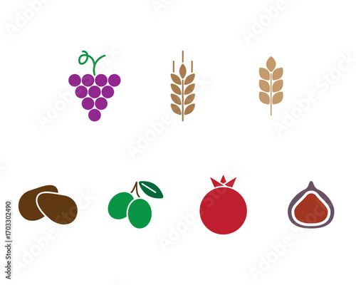Jewish Seven Species colorful elements