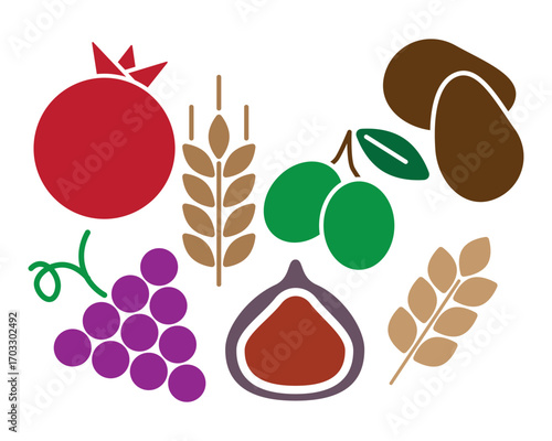 Jewish Seven Species colorful background