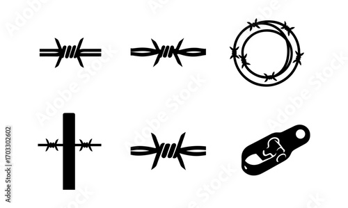 Minimalist barbed wire silhouettes: varied designs and styles