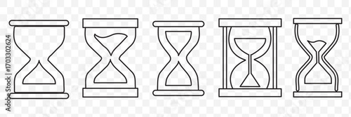 Sand watch icon set. Hourglass symbol. Waiting time concept. Vector illustration.
