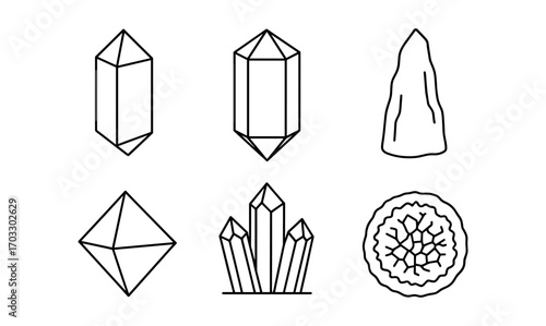 Minimalist geometric crystal designs in linear style