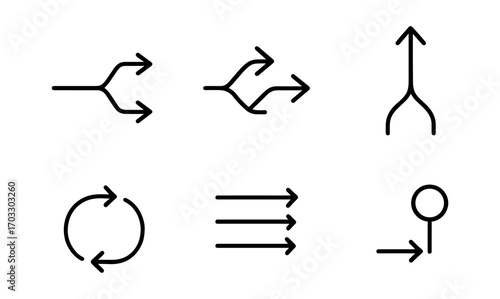 Minimalist arrow icons for navigation and workflow concepts