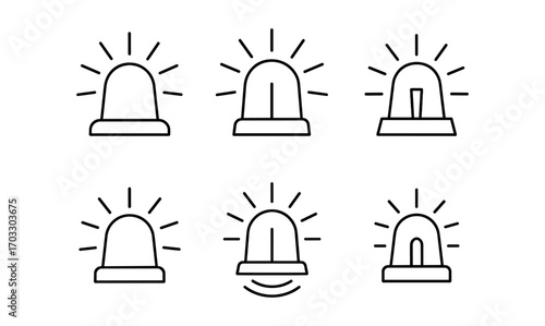 Emergency alarm icon set with different siren designs for safety applications