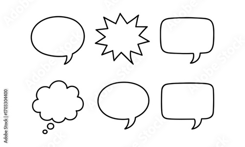 Simple outline collection of speech and thought bubbles for creative designs