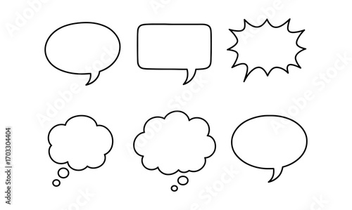 Set of outline speech and thought bubbles for creative conversations