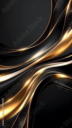 Elegant Gold Wave Abstract Background with Glitter
