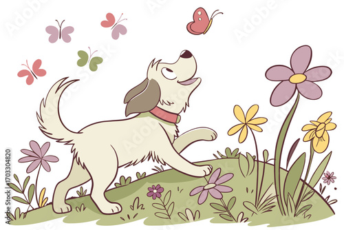 dog and flowers