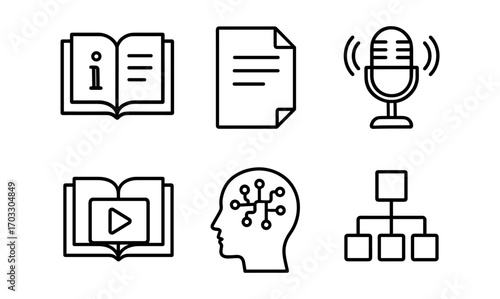 Minimalist icons for education and technology concepts