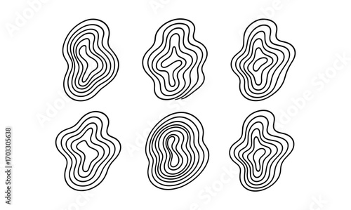 Abstract geometric line art patterns in fluid shapes