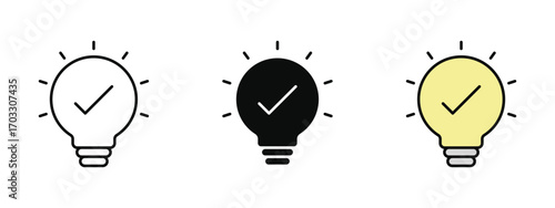 Idea icon available in line art, fill, and colored outline styles with a clean white background. Perfect for innovation, brainstorming, and creative thinking concepts.