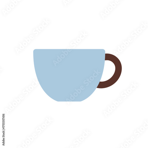 Minimalist blue teacup illustration for cafe or kitchen decor